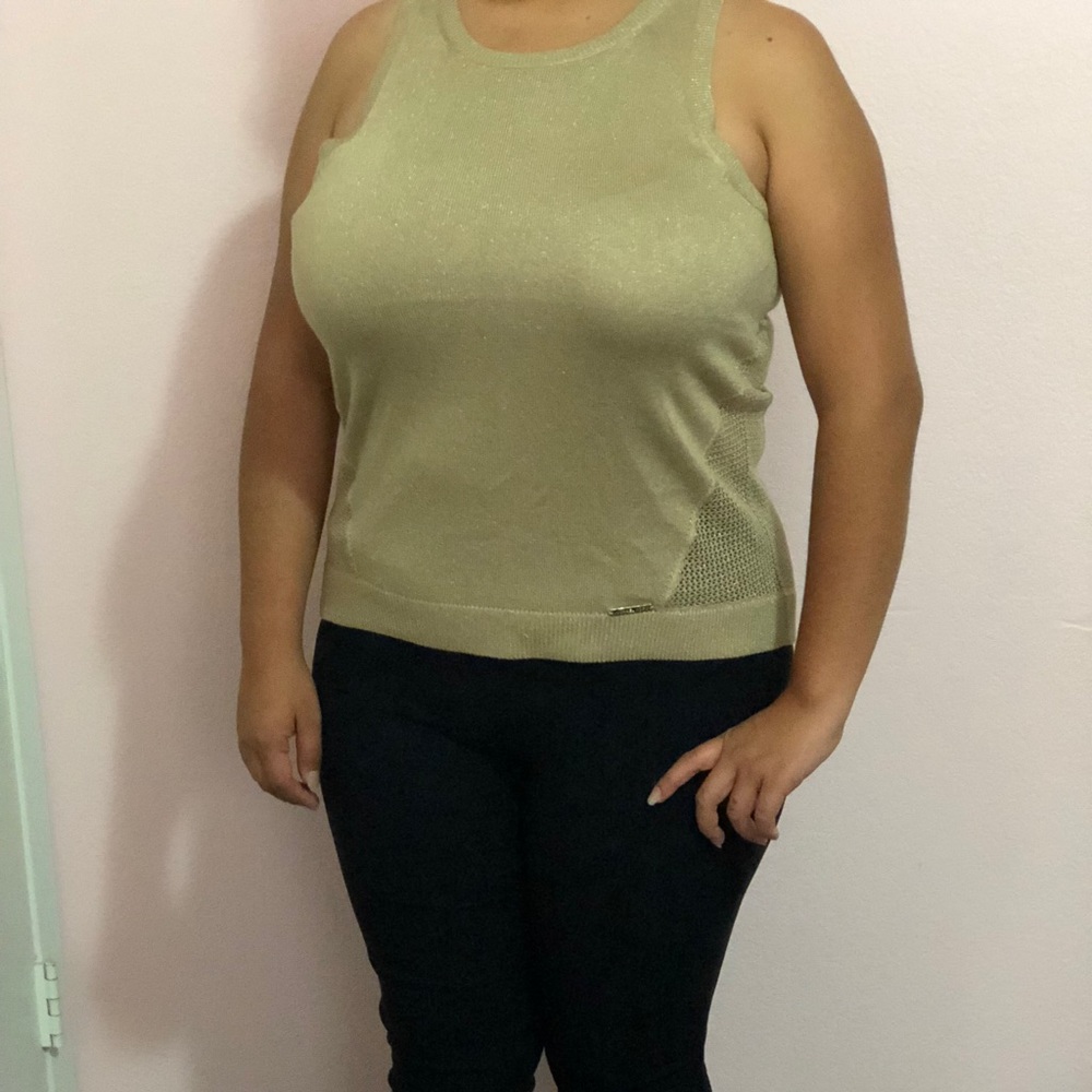 Michael Kors Sleeveless Gold Blouse